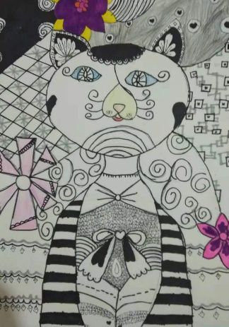 神奇的猫儿童画创意