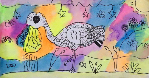 快乐的鹈鹕绘画图片