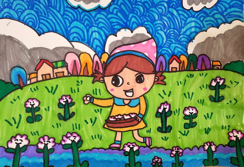 摘棉花画简单好看