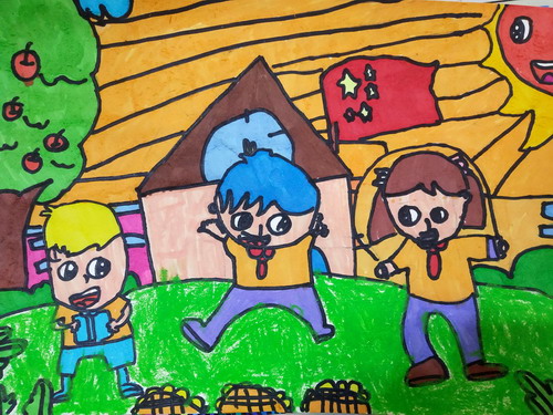 课间活动绘画作品