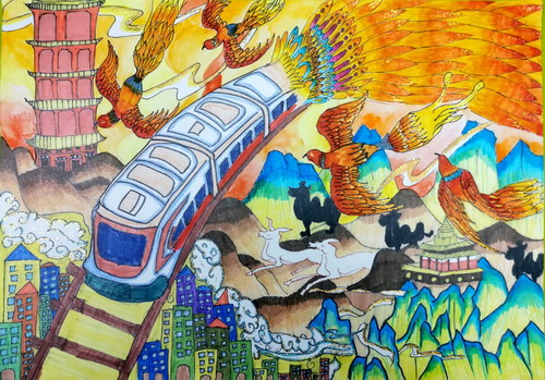 凤翔九天游丝路手绘画图片