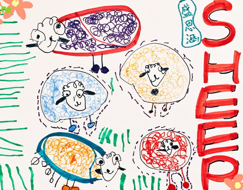 小羊肖恩画简单又漂亮