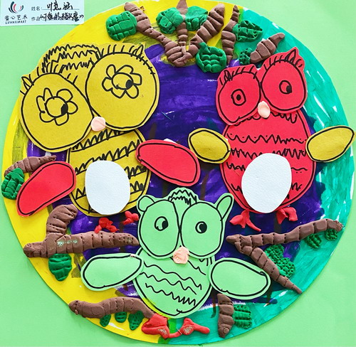 可爱的猫头鹰绘画作品