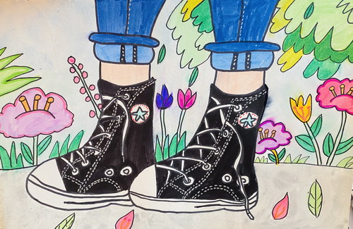 帆布鞋绘画作品