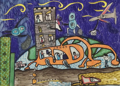 垃圾自动分类机器人手绘画