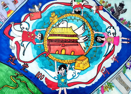 风华正茂  青春颂党画画好看