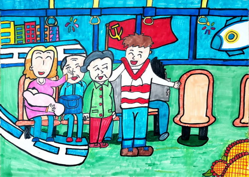 文明城市 我当先绘画图片