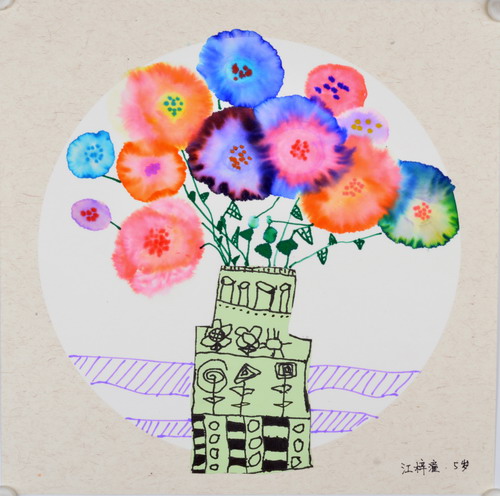 五彩花儿手绘画