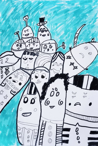 开心一家儿童绘画一等奖