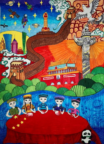 绣红旗绘画漂亮