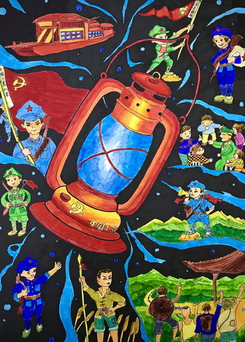 马灯的故事绘画作品