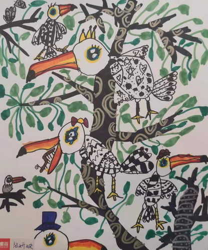 大嘴鸟手绘图片