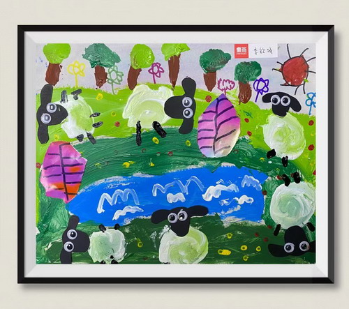 小羊肖恩画画图片