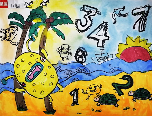 数字怪兽儿童画图片