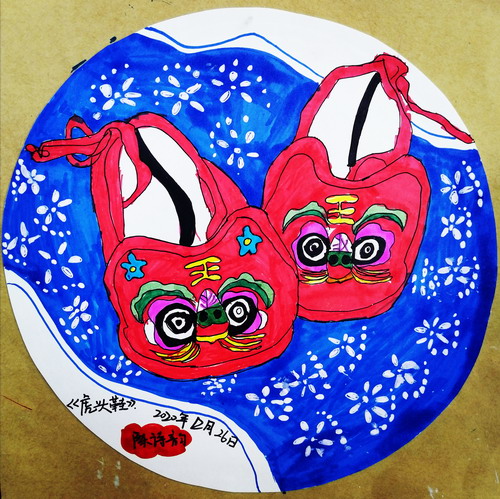 虎头鞋儿童画一等奖