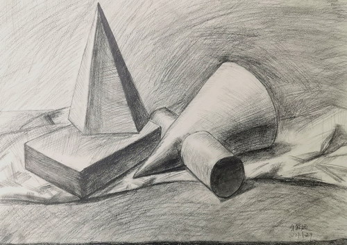 几何体组合手绘画图片