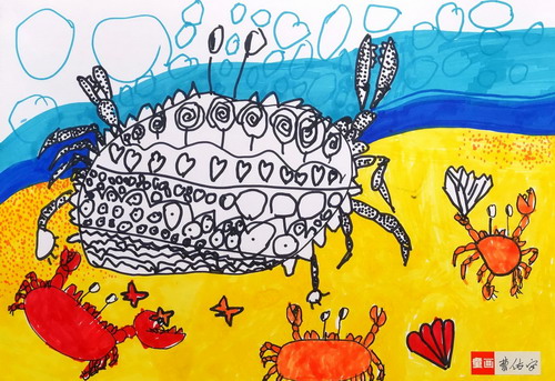赶海的螃蟹儿童绘画获奖