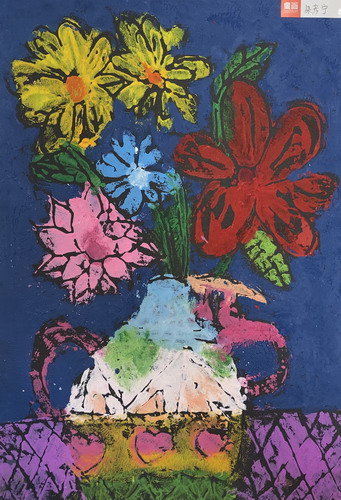 粉印版画手绘画简单好看