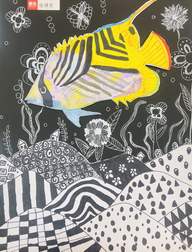 林中鱼绘画一等奖