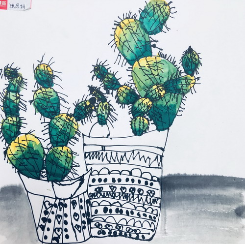 仙人掌手绘画图片