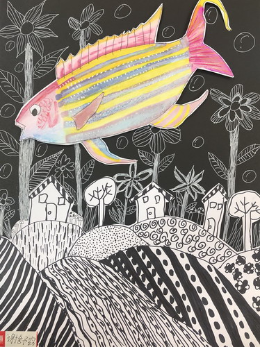 林中鱼儿童画一等奖