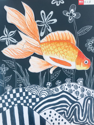 林中鱼创意画简单好看