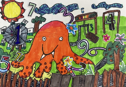 有趣的章鱼怪兽手绘画