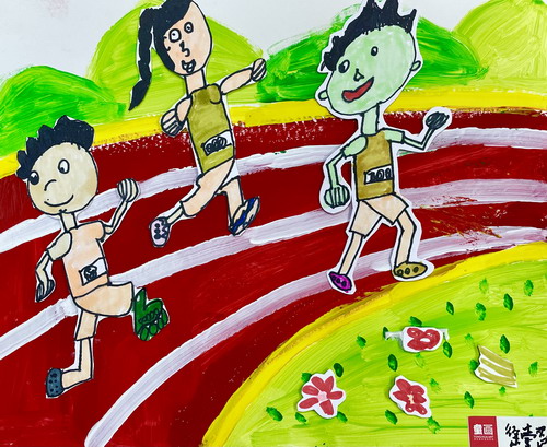 跑步比赛手绘图片