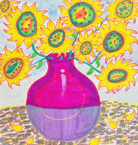 梵高的向日葵手绘画一等奖