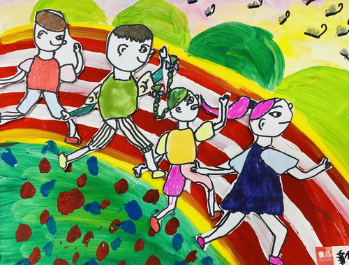 跑步的人手绘图片