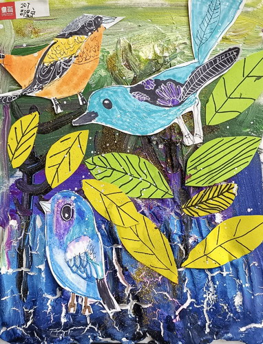 林中鸟手绘画一等奖