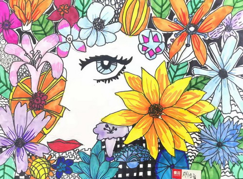 植物与人绘画漂亮