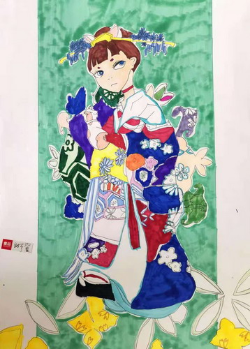 浮世绘漫画儿童画图片