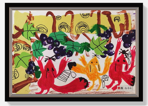 狐狸与葡萄手绘画简单好看