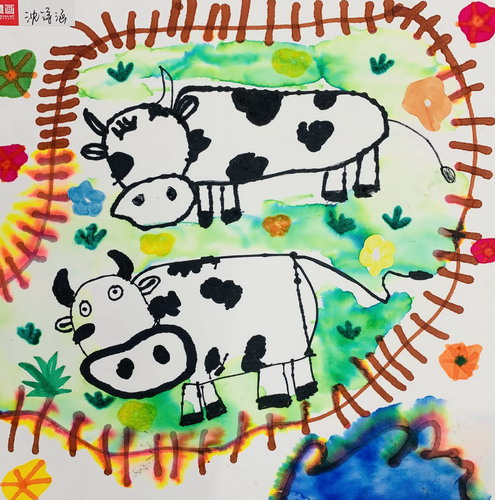 我的奶牛农场画简单又漂亮