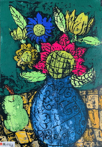 粉印版画绘画图片