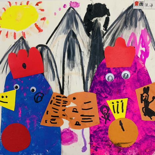 喔喔鸡画简单又漂亮