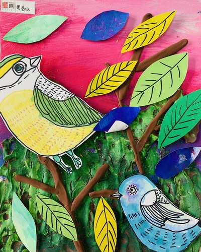 林中鸟画画图片