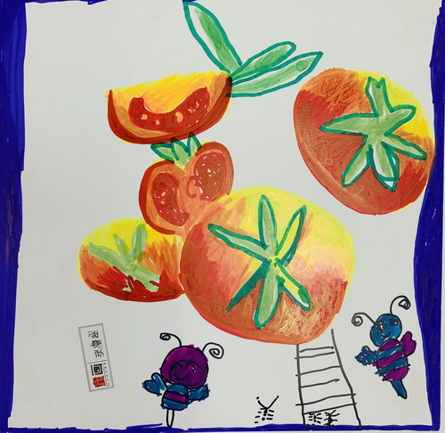 西红柿写生画画简单