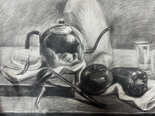 静物素描绘画作品
