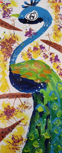 孔雀画画作品