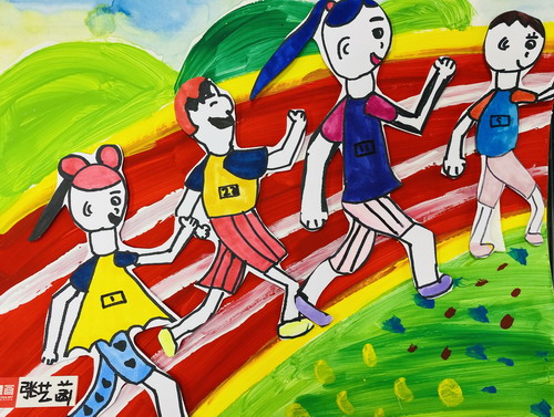 跑步的人创意画