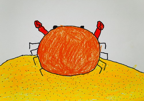 大螃蟹儿童画图片