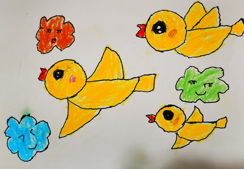小鸟画画图片