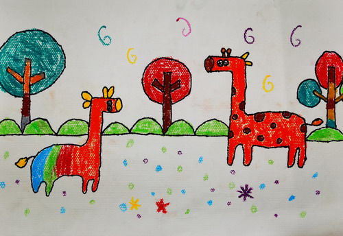 长颈鹿儿童画获奖