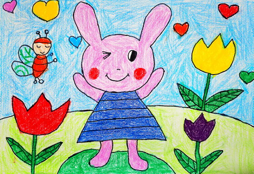 可爱小兔手绘画一等奖
