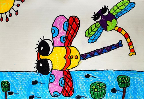 竹蜻蜓绘画作品