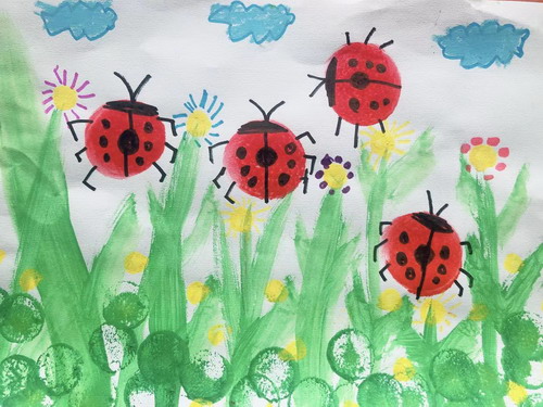 小花与瓢虫创意画一等奖