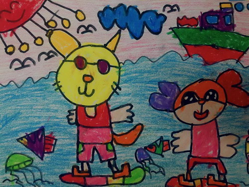 冲浪小能手手绘画