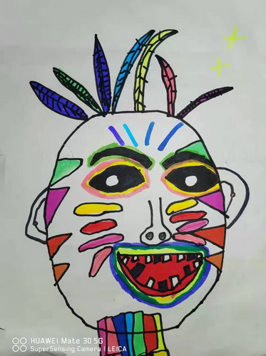 图腾脸谱儿童画图片